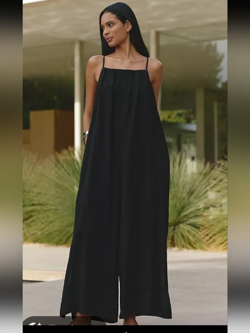 Anthropologie ultra-wide-leg strappy jumpsuit